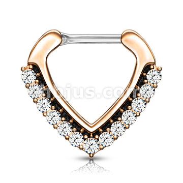 316L Surgical Steel CZ Paved Chevron Shape Clicker for Septum, Daith... - Image 5