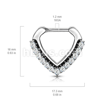 316L Surgical Steel CZ Paved Chevron Shape Clicker for Septum, Daith... - Image 6