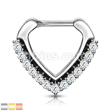 316L Surgical Steel CZ Paved Chevron Shape Clicker for Septum, Daith... - Image 2
