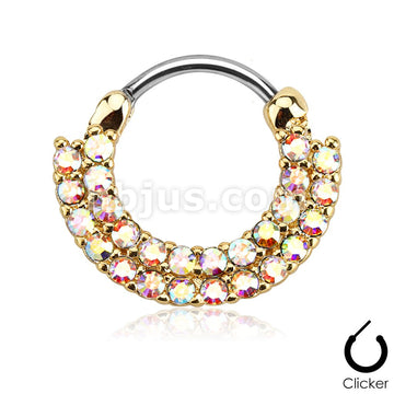 316L Surgical Steel Double Lined CZ Set Fan Round Top 316L Surgical... - Image 4
