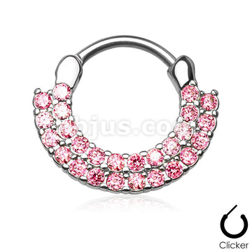 316L Surgical Steel Double Lined CZ Set Fan Round Top 316L Surgical... - Image 6
