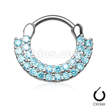 316L Surgical Steel Double Lined CZ Set Fan Round Top 316L Surgical... - Image 7