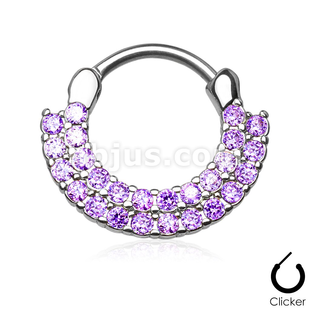 316L Surgical Steel Double Lined CZ Set Fan Round Top 316L Surgical... - Image 8