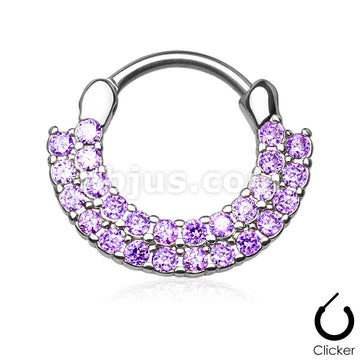 316L Surgical Steel Double Lined CZ Set Fan Round Top 316L Surgical... - Image 8