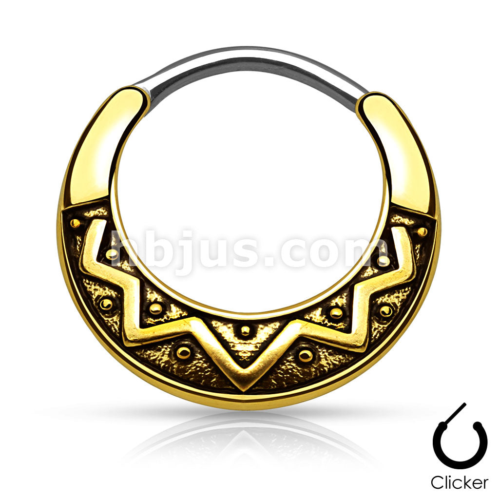 316L Surgical Steel Tribal Fan Design Round 316L Surgical Steel Septum... - Image 2