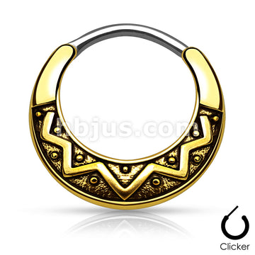 316L Surgical Steel Tribal Fan Design Round 316L Surgical Steel Septum... - Image 2