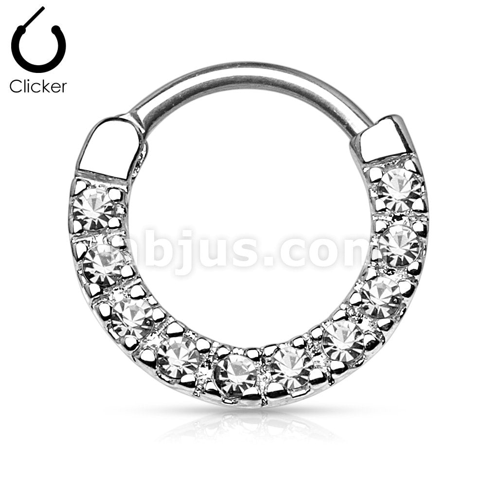 316L Surgical Steel CZ Paved Round Top 316L Surgical Steel Nose... - Image 2