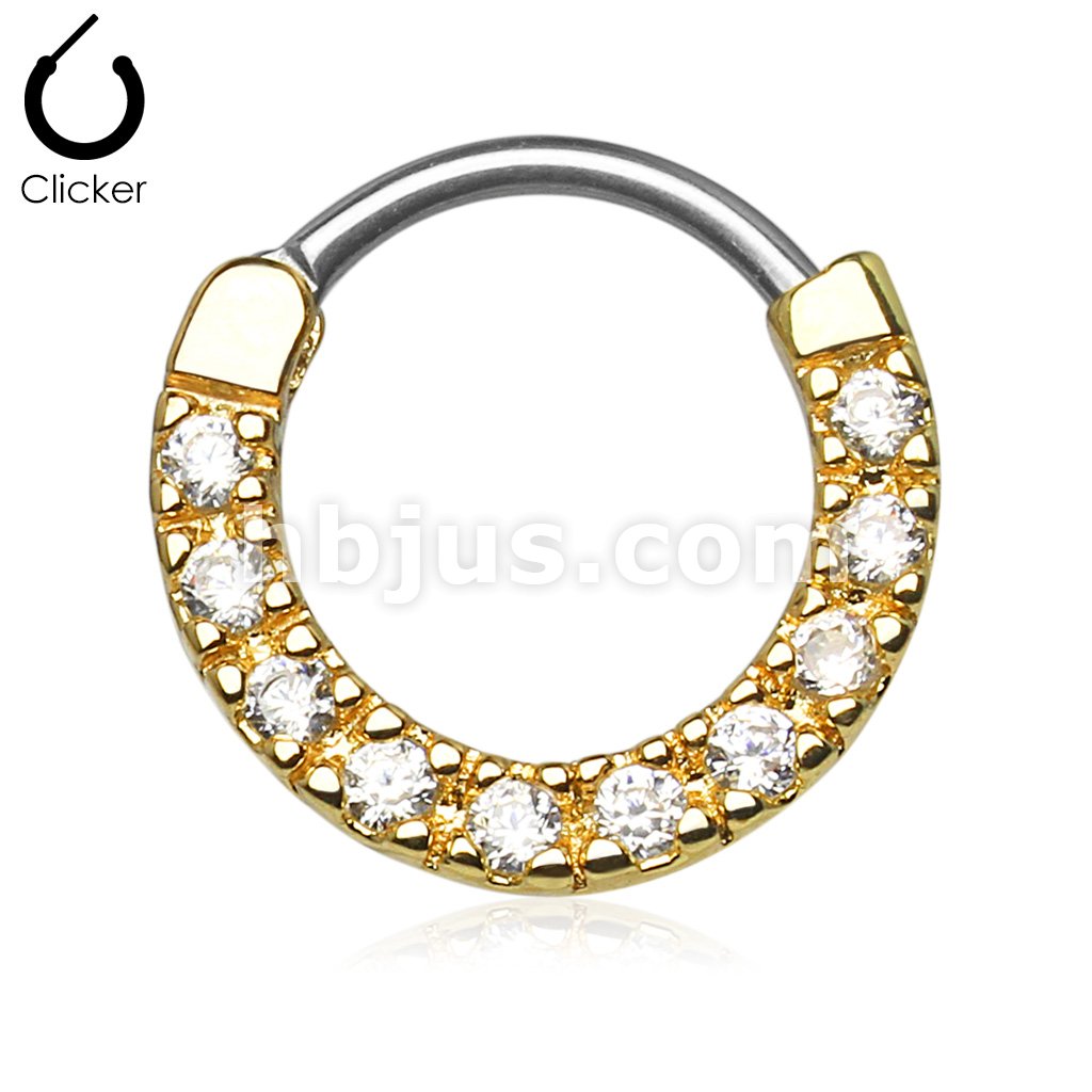 316L Surgical Steel CZ Paved Round Top 316L Surgical Steel Nose... - Image 3