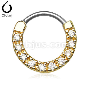 316L Surgical Steel CZ Paved Round Top 316L Surgical Steel Nose... - Image 3