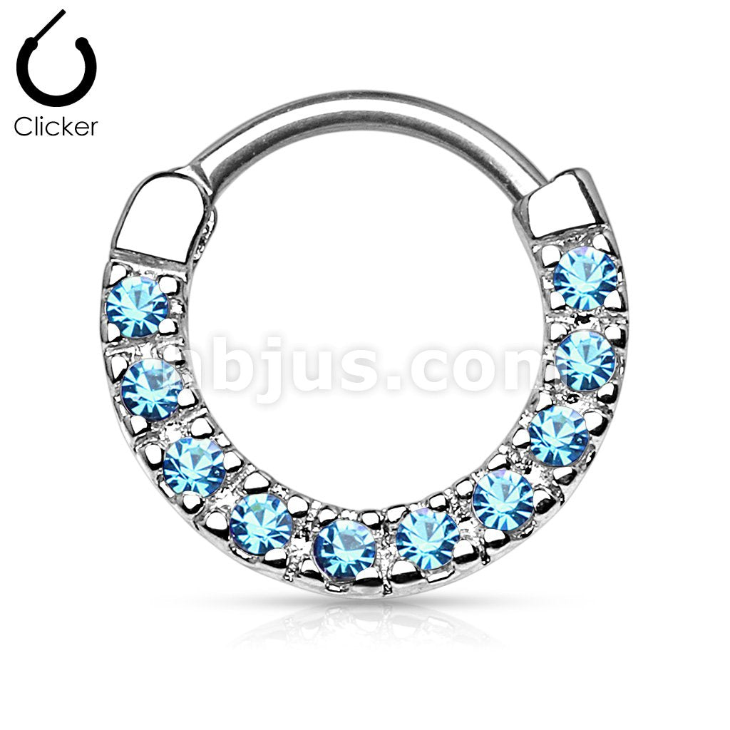 316L Surgical Steel CZ Paved Round Top 316L Surgical Steel Nose... - Image 4