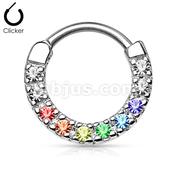 316L Surgical Steel CZ Paved Round Top 316L Surgical Steel Nose... - Image 6