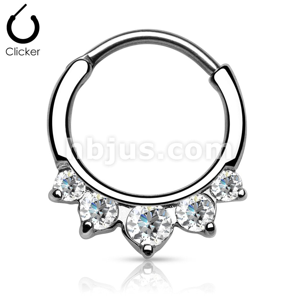 316L Surgical Steel Five CZ Set Round Top 316L Surgical Steel Nose... - Image 2