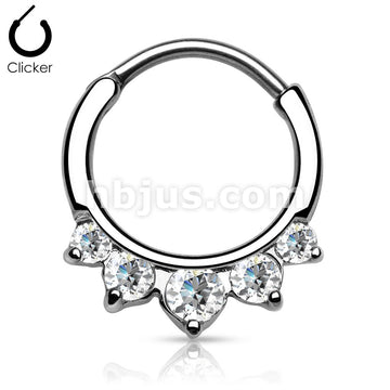 316L Surgical Steel Five CZ Set Round Top 316L Surgical Steel Nose... - Image 2