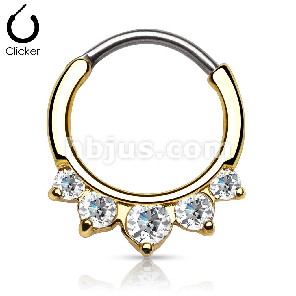 316L Surgical Steel Five CZ Set Round Top 316L Surgical Steel Nose... - Image 3