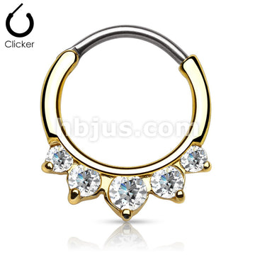 316L Surgical Steel Five CZ Set Round Top 316L Surgical Steel Nose... - Image 3