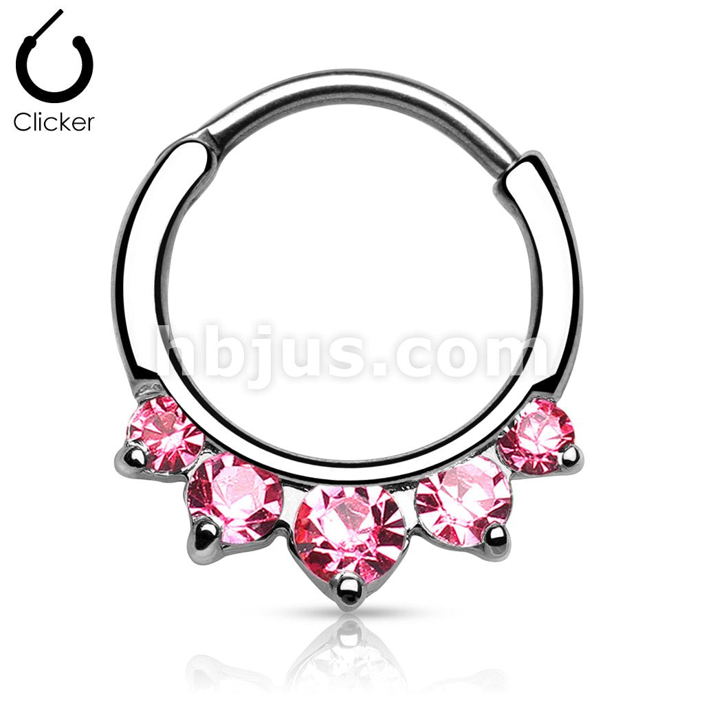 316L Surgical Steel Five CZ Set Round Top 316L Surgical Steel Nose... - Image 4