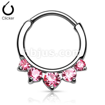 316L Surgical Steel Five CZ Set Round Top 316L Surgical Steel Nose... - Image 4
