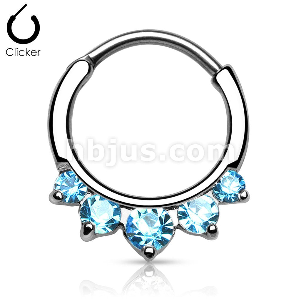 316L Surgical Steel Five CZ Set Round Top 316L Surgical Steel Nose... - Image 5
