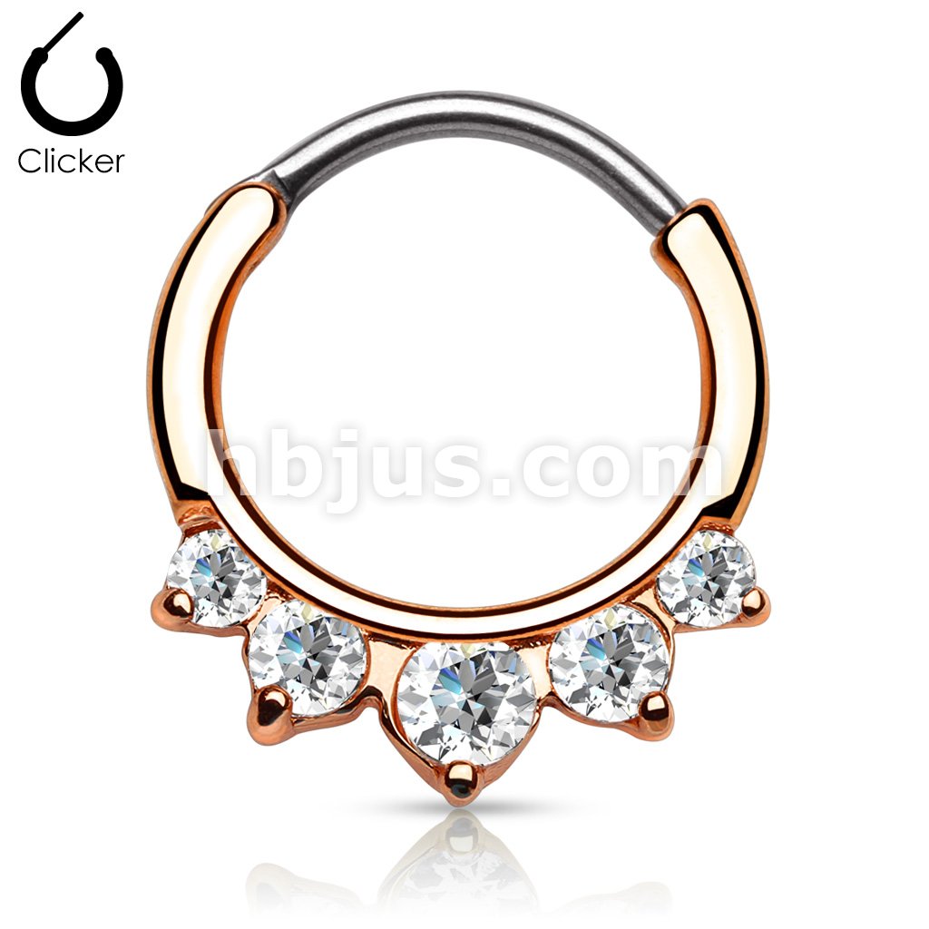 316L Surgical Steel Five CZ Set Round Top 316L Surgical Steel Nose... - Image 6