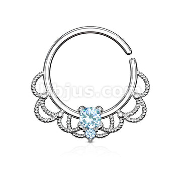 Brass CZ Set Centered Filigree Bendable Hoop Rings for Nose Septum,... - Image 5