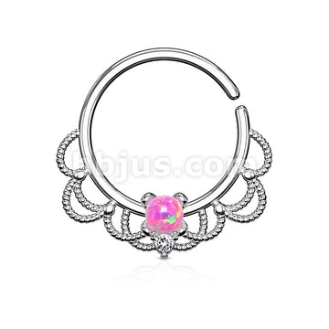 Brass Opal Set Centered Filigree Bendable Hoop Rings for Nose Septum,... - Image 7