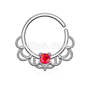 Brass Opal Set Centered Filigree Bendable Hoop Rings for Nose Septum,... - Image 8