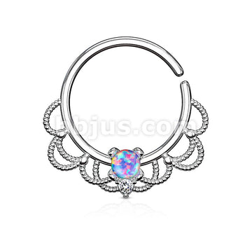 Brass Opal Set Centered Filigree Bendable Hoop Rings for Nose Septum,... - Image 9