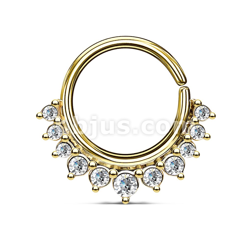 Brass Crystal Paved Half Circle Bendable Nose Septum and Ear Cartilage... - Image 2