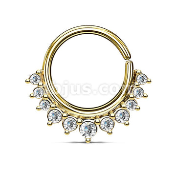 Brass Crystal Paved Half Circle Bendable Nose Septum and Ear Cartilage... - Image 2