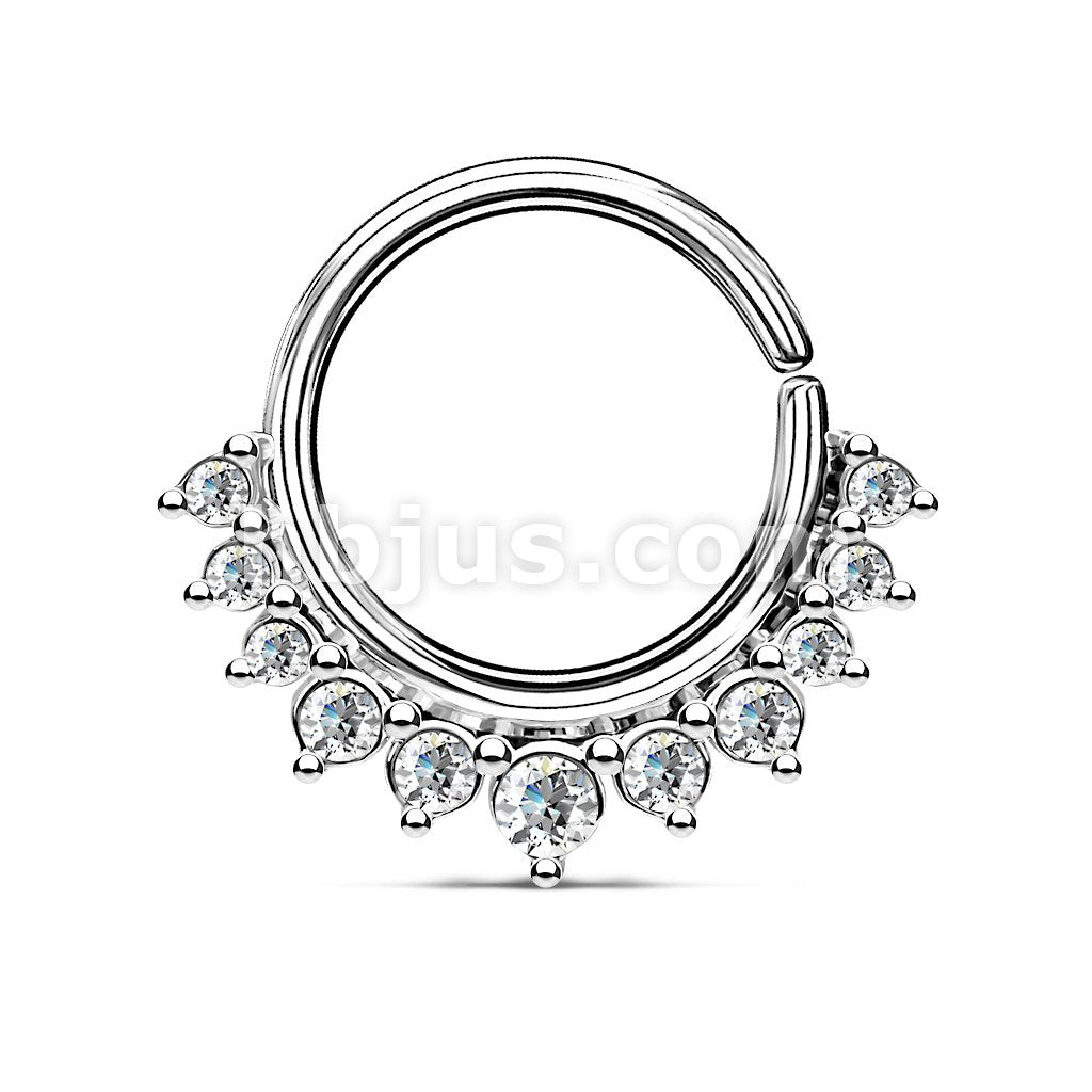 Brass Crystal Paved Half Circle Bendable Nose Septum and Ear Cartilage... - Image 4