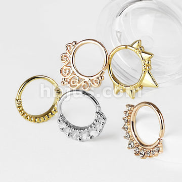 Brass Crystal Paved Half Circle Bendable Nose Septum and Ear Cartilage... - Image 7