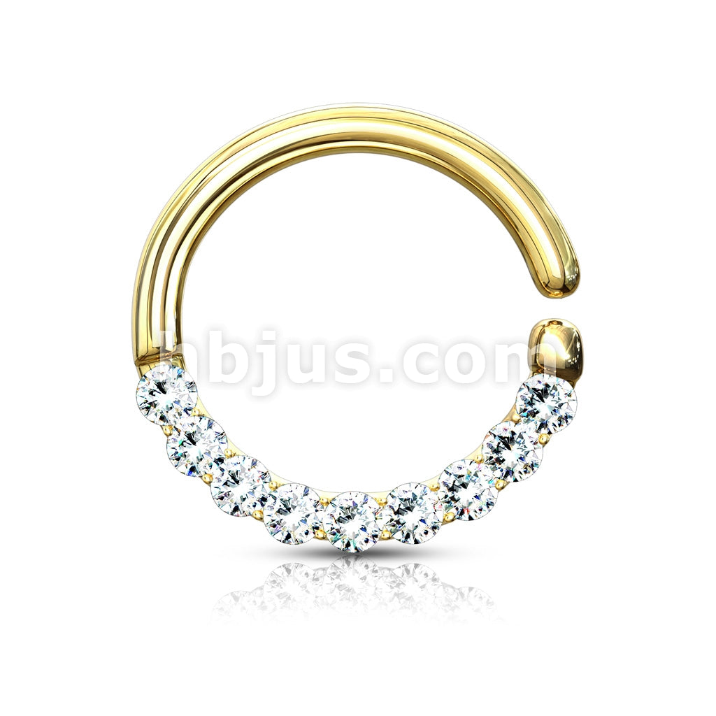 Brass Half Circle Lined CZ Set  Bendable Hoop Rings for Septum, Ear... - Image 3