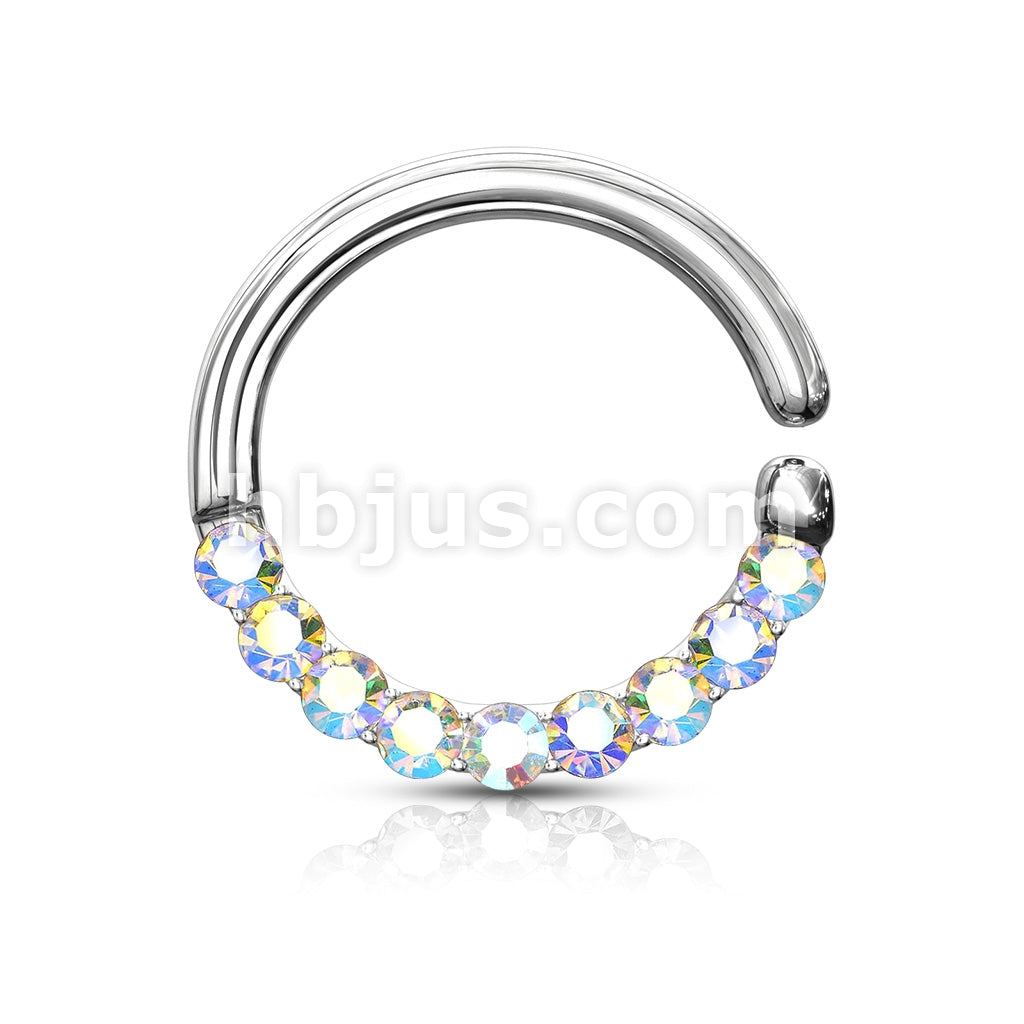 Brass Half Circle Lined CZ Set  Bendable Hoop Rings for Septum, Ear... - Image 4