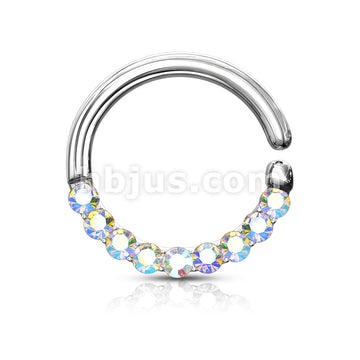 Brass Half Circle Lined CZ Set  Bendable Hoop Rings for Septum, Ear... - Image 4
