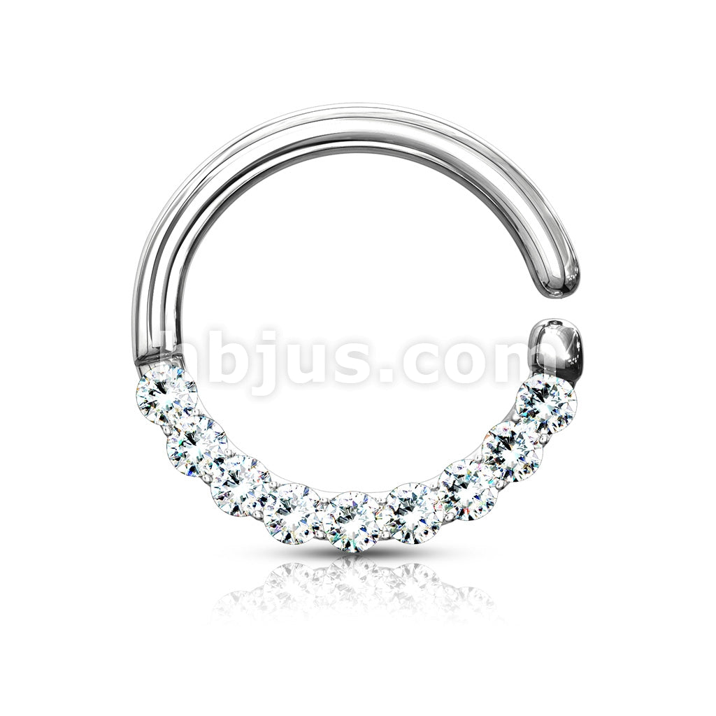 Brass Half Circle Lined CZ Set  Bendable Hoop Rings for Septum, Ear... - Image 5