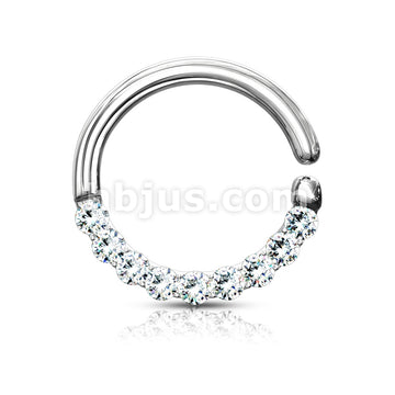 Brass Half Circle Lined CZ Set  Bendable Hoop Rings for Septum, Ear... - Image 5