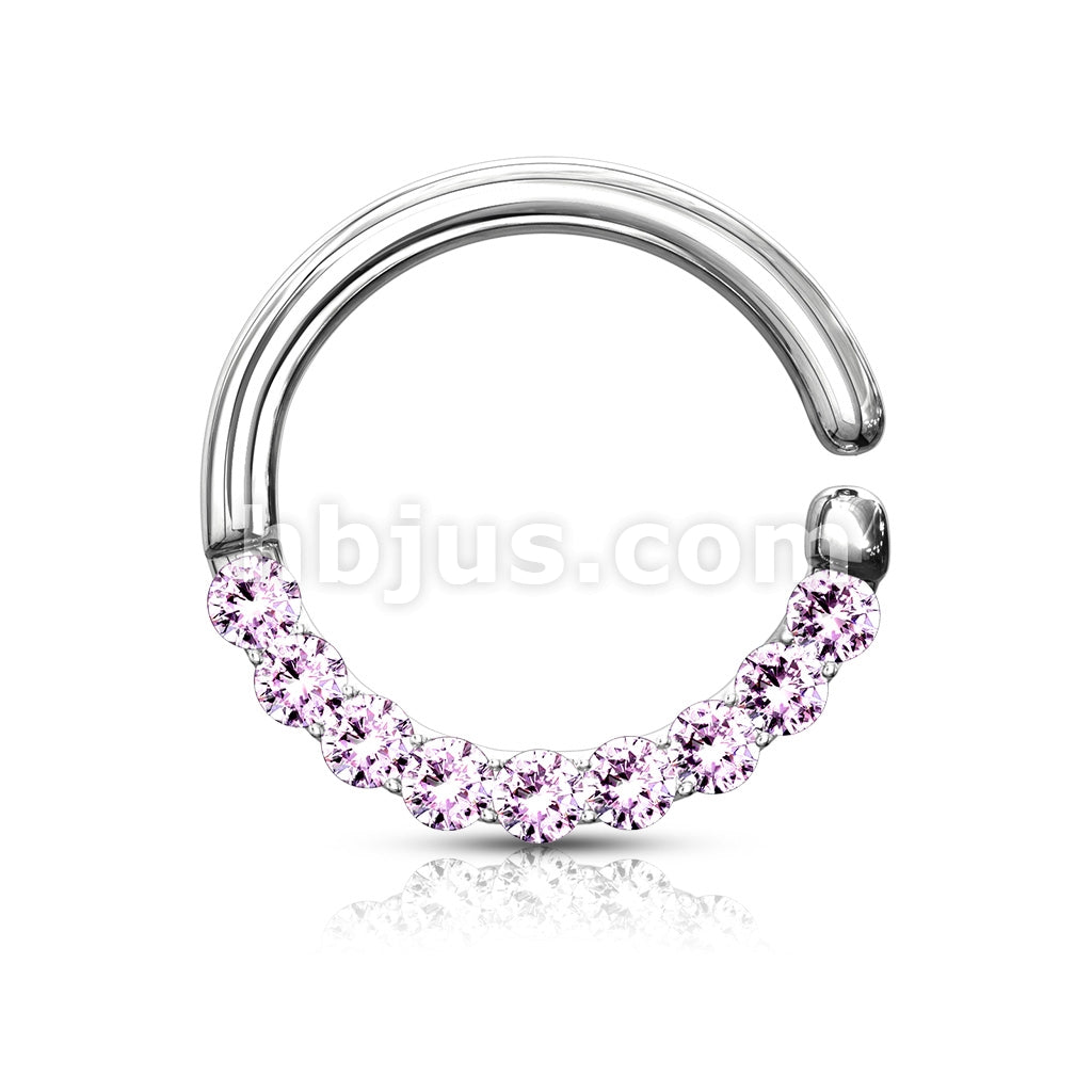 Brass Half Circle Lined CZ Set  Bendable Hoop Rings for Septum, Ear... - Image 6
