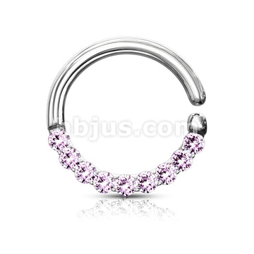 Brass Half Circle Lined CZ Set  Bendable Hoop Rings for Septum, Ear... - Image 6