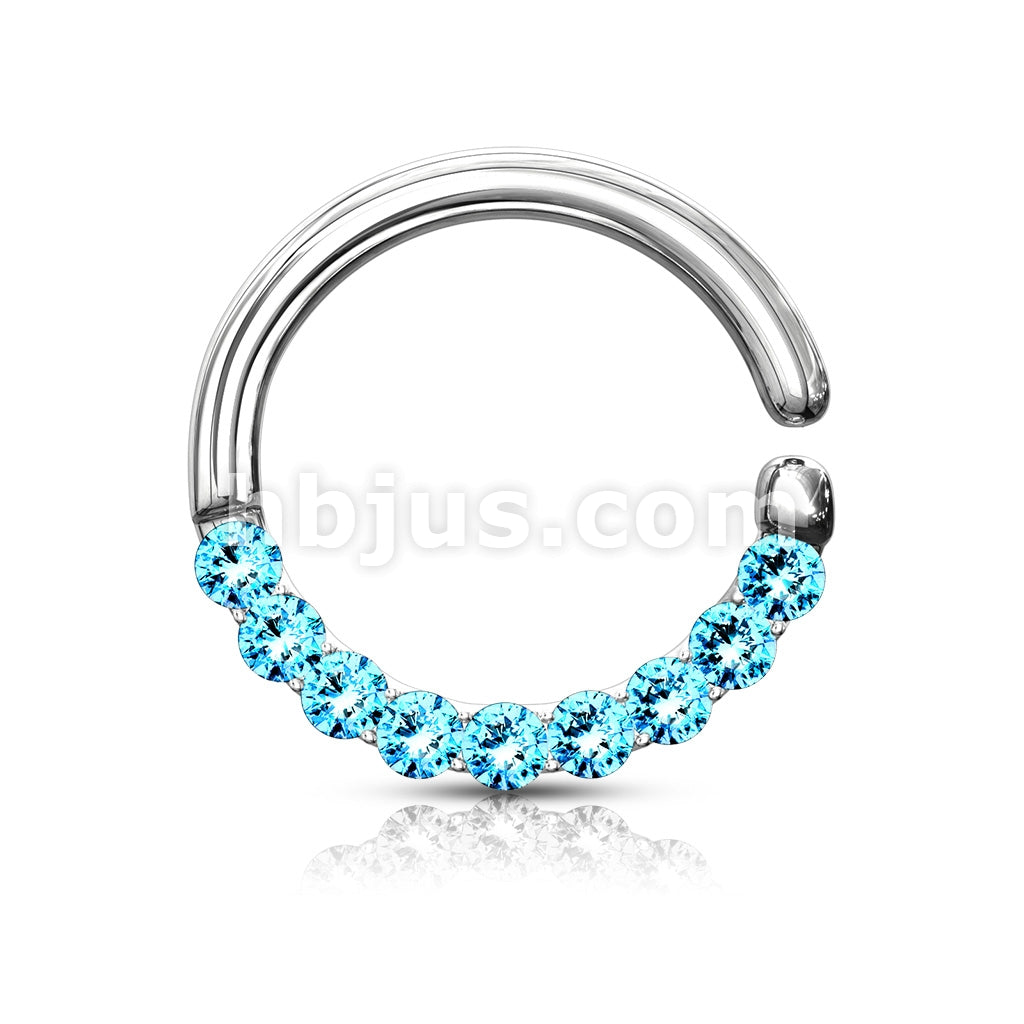 Brass Half Circle Lined CZ Set  Bendable Hoop Rings for Septum, Ear... - Image 7
