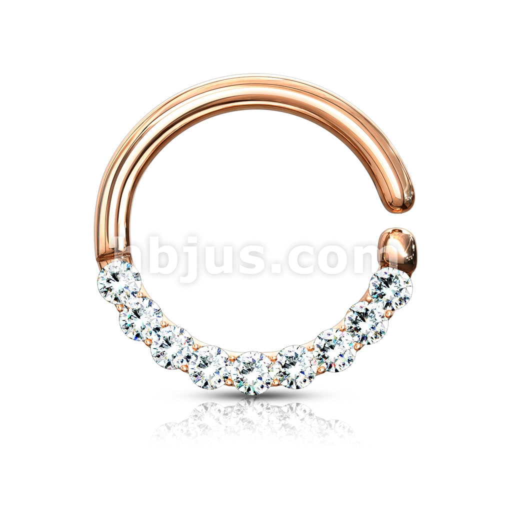Brass Half Circle Lined CZ Set  Bendable Hoop Rings for Septum, Ear... - Image 8
