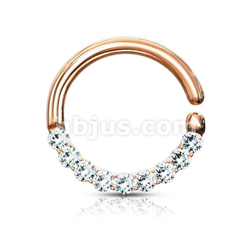 Brass Half Circle Lined CZ Set  Bendable Hoop Rings for Septum, Ear... - Image 8