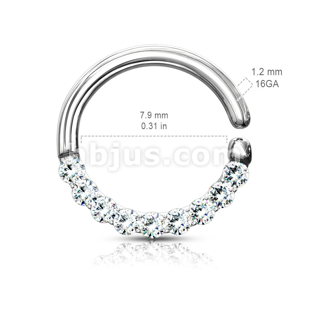 Brass Half Circle Lined CZ Set  Bendable Hoop Rings for Septum, Ear... - Image 9