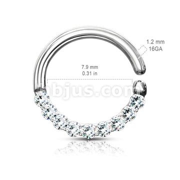 Brass Half Circle Lined CZ Set  Bendable Hoop Rings for Septum, Ear... - Image 9