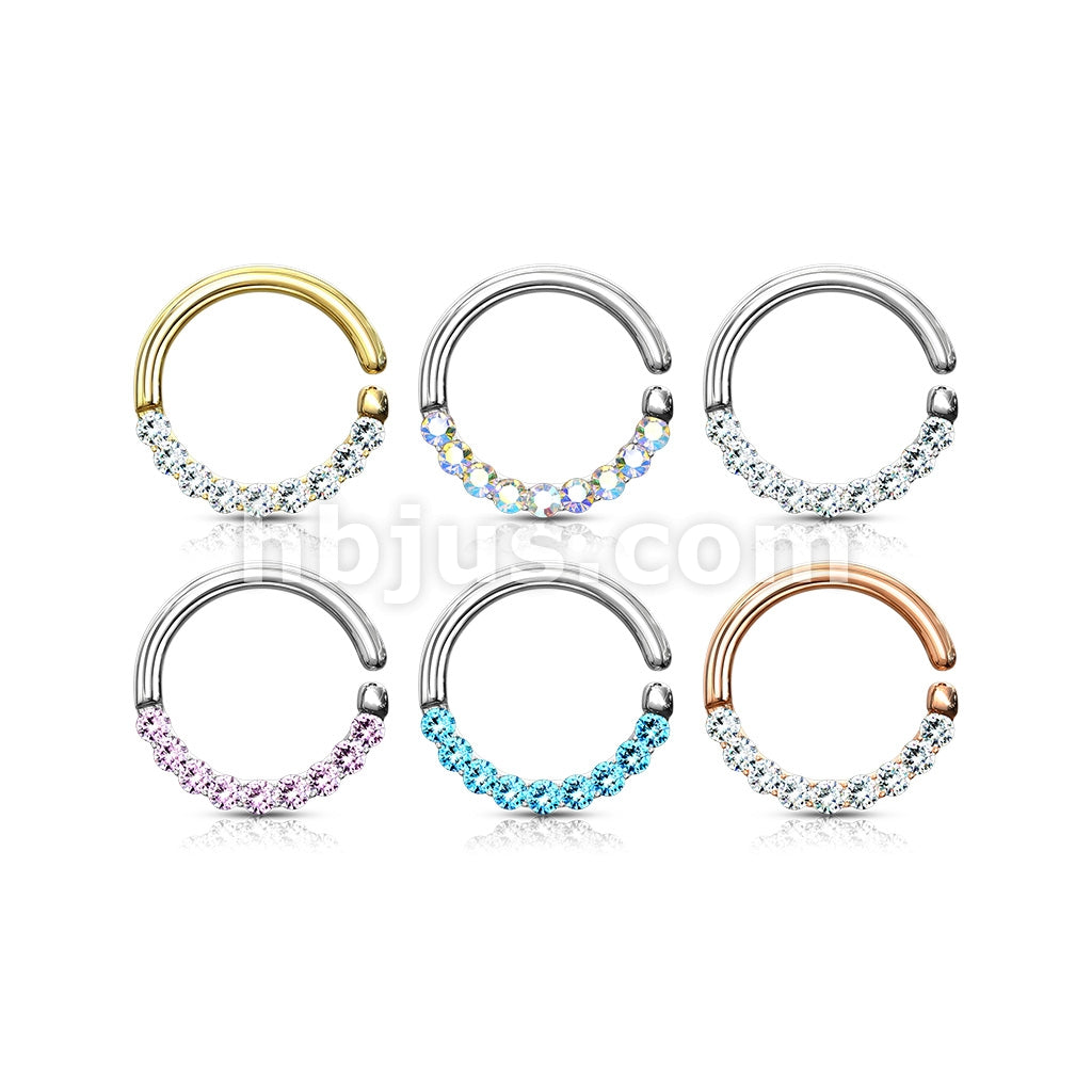 Brass Half Circle Lined CZ Set  Bendable Hoop Rings for Septum, Ear... - Image 10