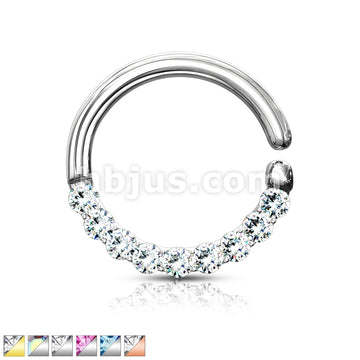 Brass Half Circle Lined CZ Set  Bendable Hoop Rings for Septum, Ear... - Image 2