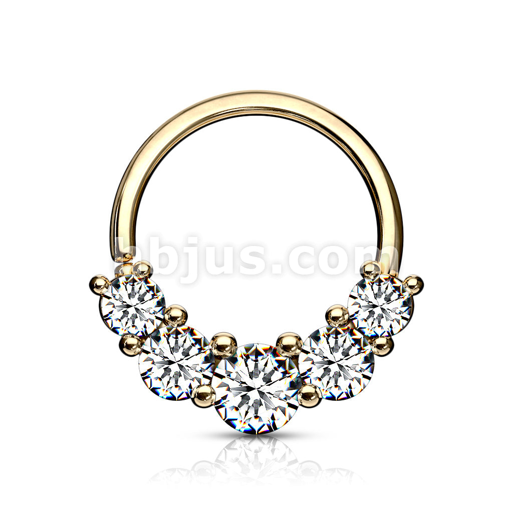 Brass 5 Prong Set CZ Bendable Hoop Rings for Septum, Ear Cartilage,... - Image 3