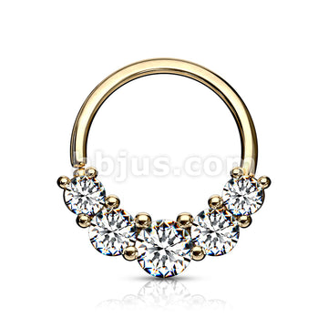 Brass 5 Prong Set CZ Bendable Hoop Rings for Septum, Ear Cartilage,... - Image 3