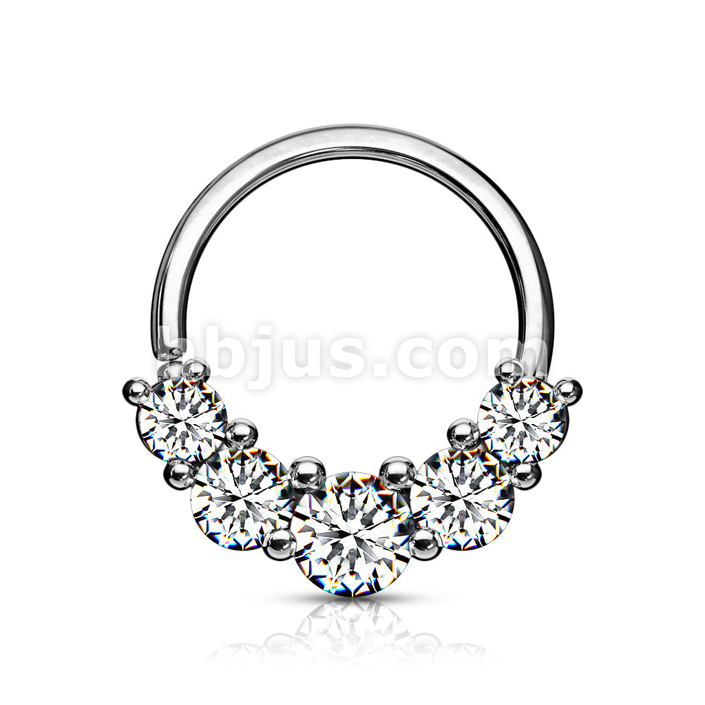 Brass 5 Prong Set CZ Bendable Hoop Rings for Septum, Ear Cartilage,... - Image 5