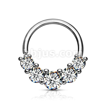 Brass 5 Prong Set CZ Bendable Hoop Rings for Septum, Ear Cartilage,... - Image 5