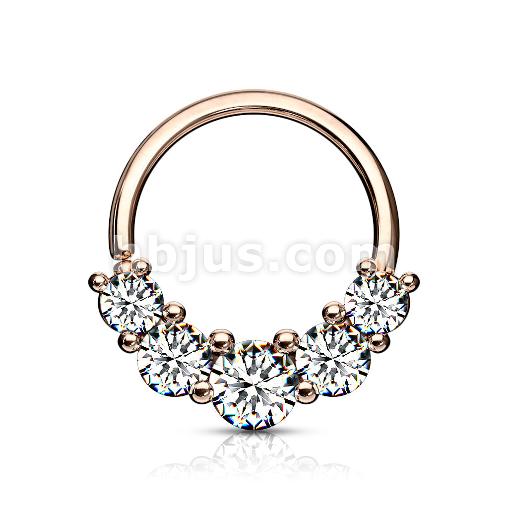 Brass 5 Prong Set CZ Bendable Hoop Rings for Septum, Ear Cartilage,... - Image 4
